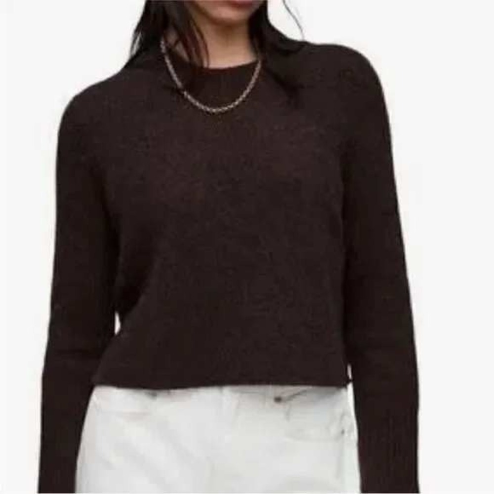 Allsaints Chunky Knit Sweater Dark Brown Long Sleeve Cozy Casual Women Large NWT